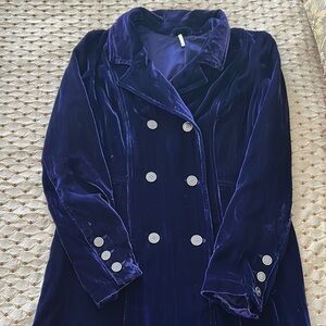 Free People Elegant Velvet Double-Breasted Coat